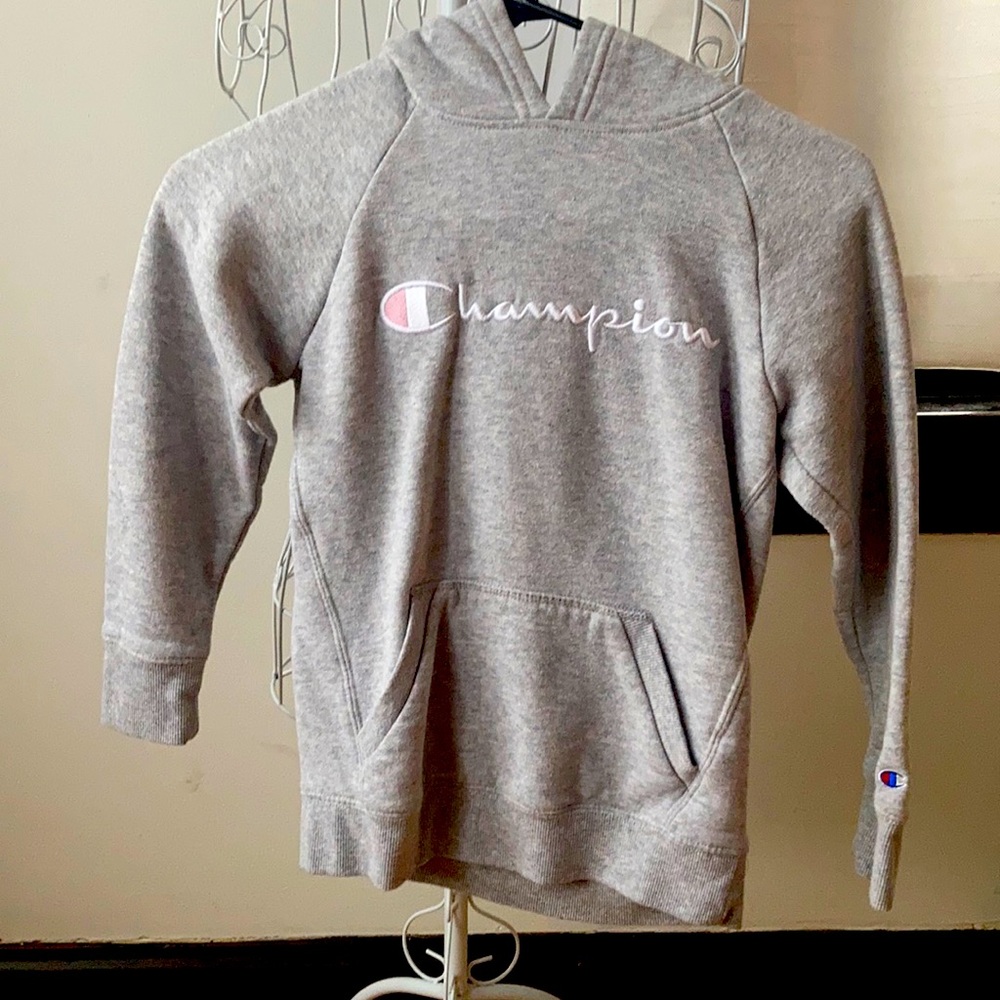Champion Gray/White/Pink Hoodie